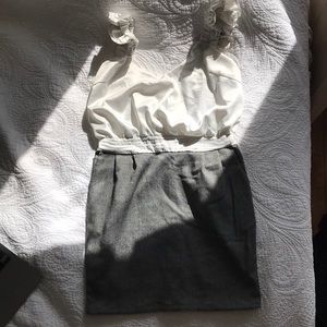 silk white dress with fabric skirt